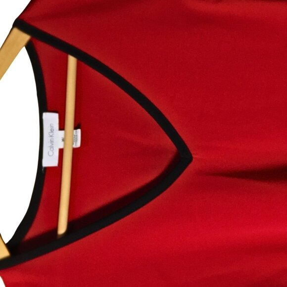 Calvin Klein Red Cold-Shoulder Top with Black Piping – Size M - Picture 3 of 3